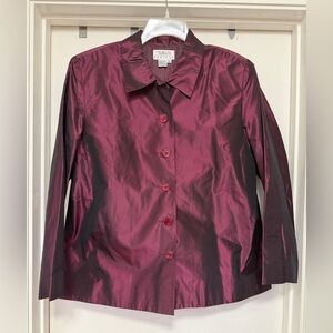 Talbots silk jacket/blouse - size 16P - purple/burgundy